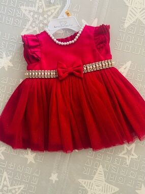 Macy's Red Girls Sparkle Tulle Bow Dress